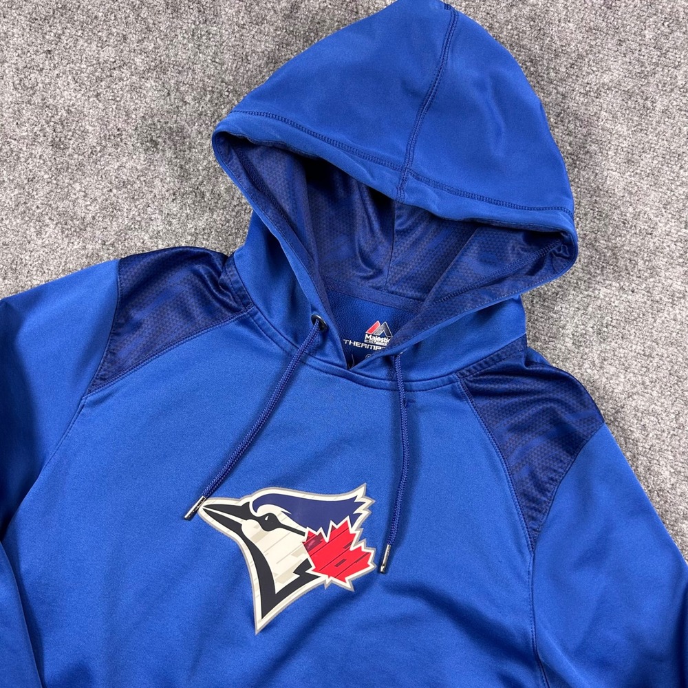 Majestic Hoodie Mens Small Blue Toronto Blue Jays Therma Base Pullover MLB Fan